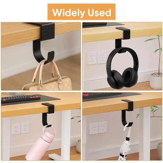 Alt view image 7 of 7 - Durable Alloy Purse Hook for Table: 2-Pack Heavy Duty Holder for Desk with Non-Slip Pad - 22 lbs Max Load Portable Hanger for Restaurants Office Desks Bars & Cafes - Hanging Umbrellas Keys Headphone