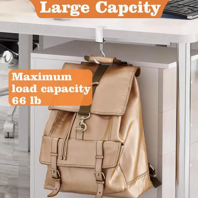 Alt view image 4 of 7 - 6 Pcs Adjustable Table Hooks for Hanging Bags, Heavy Duty Metal Backpack Hooks for Desk