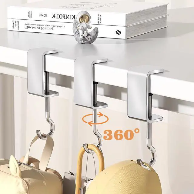 Alt view image 5 of 7 - 6 Pcs Adjustable Table Hooks for Hanging Bags, Heavy Duty Metal Backpack Hooks for Desk