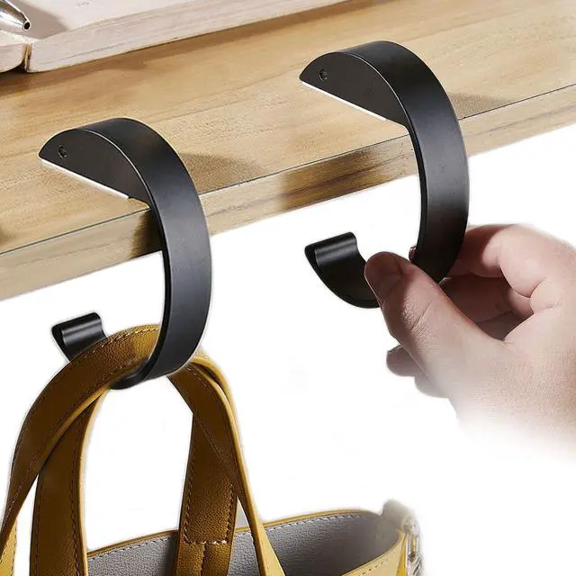 Main image of 2PCS C Shape Purse Hook for Table Handbag Hanger for Desk Heavy Duty Purse Hook Bag Holder Made of high-Strength Alloy Materials Hanger Various Heavy Items Desk Hook (C Shape(2 Black))