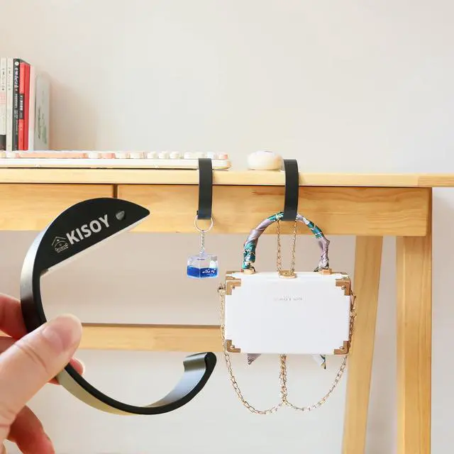 Alt view image 2 of 7 - 2PCS C Shape Purse Hook for Table Handbag Hanger for Desk Heavy Duty Purse Hook Bag Holder Made of high-Strength Alloy Materials Hanger Various Heavy Items Desk Hook (C Shape(2 Black))