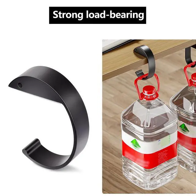 Alt view image 4 of 7 - 2PCS C Shape Purse Hook for Table Handbag Hanger for Desk Heavy Duty Purse Hook Bag Holder Made of high-Strength Alloy Materials Hanger Various Heavy Items Desk Hook (C Shape(2 Black))