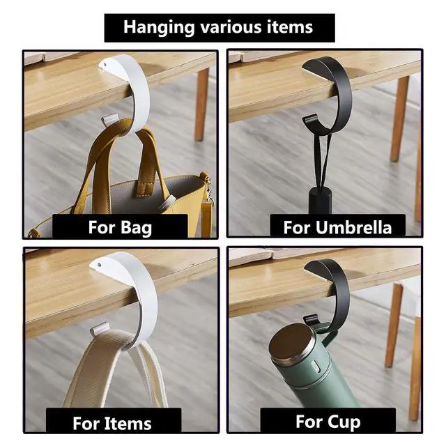 Alt view image 6 of 7 - 2PCS C Shape Purse Hook for Table Handbag Hanger for Desk Heavy Duty Purse Hook Bag Holder Made of high-Strength Alloy Materials Hanger Various Heavy Items Desk Hook (C Shape(2 Black))