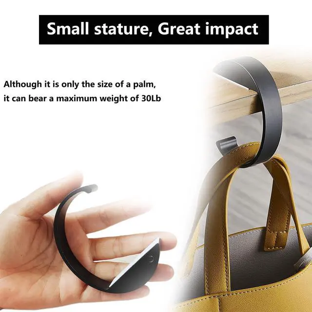 Alt view image 7 of 7 - 2PCS C Shape Purse Hook for Table Handbag Hanger for Desk Heavy Duty Purse Hook Bag Holder Made of high-Strength Alloy Materials Hanger Various Heavy Items Desk Hook (C Shape(2 Black))