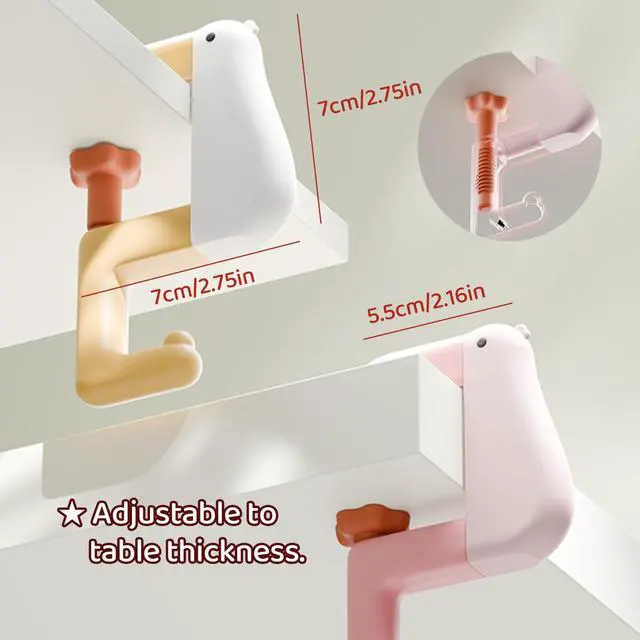Alt view image 6 of 7 - Bird Desk Hooks 3 Pack, Foldable Table Clamp Hanger for Bags & Headphones, Adjustable Non-Slip Desk Organizer for Keys, Umbrellas & Wallets Space Saving Office Accessories