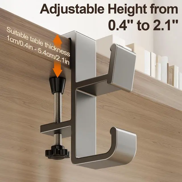 Alt view image 5 of 7 - Desk Hook for Bag, Purse Hook for Table, Under Desk Handbag Hanger, Aluminum Backpack Holder, Desk Mount Hook for Umbrellas, Headphone, Back to School Supplies, Cream