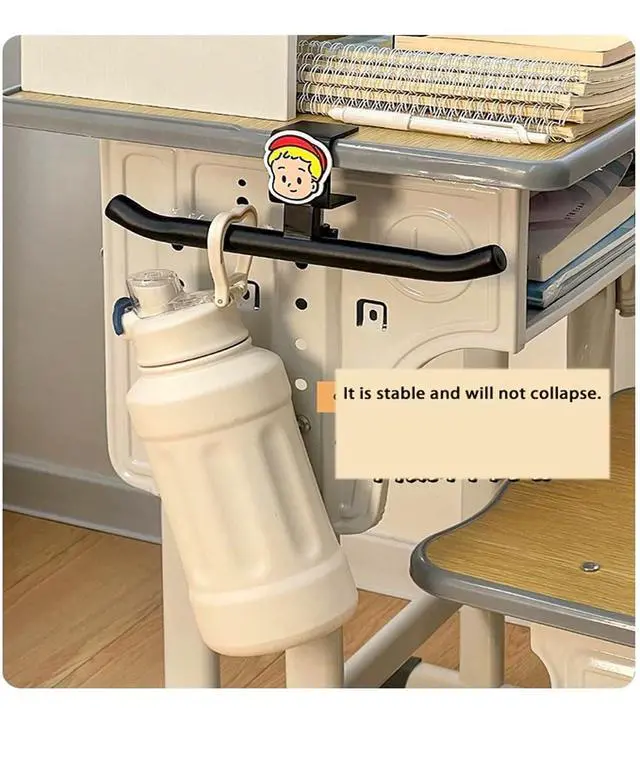 Alt view image 5 of 5 - Backpack Hanger for Desk Table Clamp-on Bag Hook for Office Classroom, Adjustable Under Desk Backpack Holder Organizer, Easy Installation Purse Hanger Hook for Storage Black