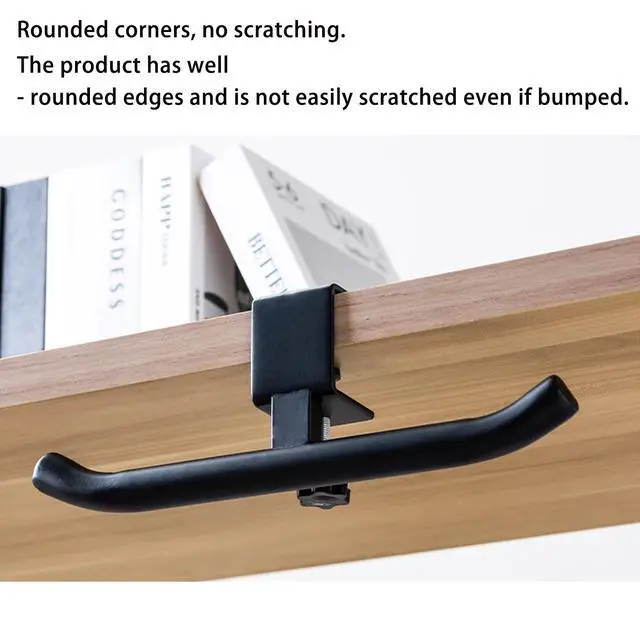 Alt view image 3 of 5 - Backpack Hanger for Desk Table Clamp-on Bag Hook for Office Classroom, Adjustable Under Desk Backpack Holder Organizer, Easy Installation Purse Hanger Hook for Storage Black