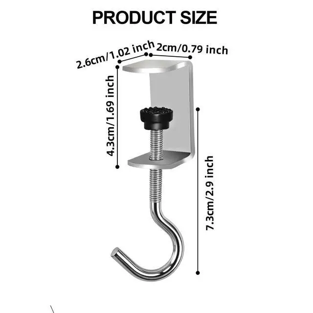 Alt view image 6 of 7 - 8 Pcs Desk Hook, Adjustable Shelf Hooks Heavy-Duty Table Hook Clamp Metal Desk Hanger Hanging Bag Backpack Headphones, Tool-Free Installation Desktop Mounting Hook (Sliver 8 Pcs)