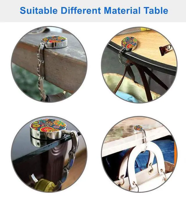 Alt view image 6 of 6 - Foldable Purse Hook for Table, Handbag Storage Folding Decor Table Hook, Women's Bag Handbag Hanger Holder (Marble Blue)