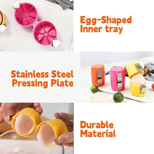 Alt view image 4 of 6 - 3 PCS Egg Shell Opener Egg Separator for Raw Eggs,Hard Boiled Egg Peeler Egg Cube Egg Separator,Quickly Cutting Off Cooked Eggs,Stainless Steel Eggshell Breaker Egg Shell Cutter Kitchen Gadgets