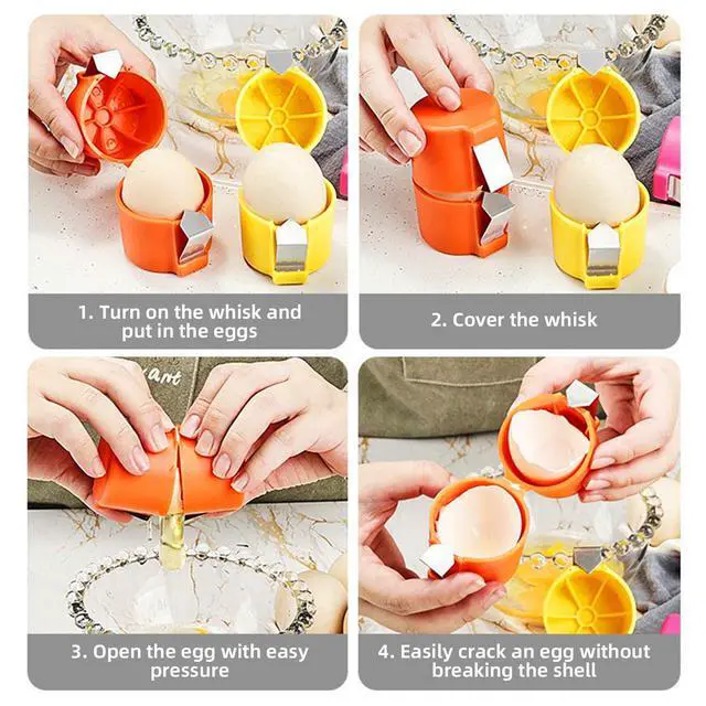 Alt view image 2 of 6 - 3 PCS Egg Shell Opener Egg Separator for Raw Eggs,Hard Boiled Egg Peeler Egg Cube Egg Separator,Quickly Cutting Off Cooked Eggs,Stainless Steel Eggshell Breaker Egg Shell Cutter Kitchen Gadgets