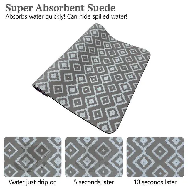 Alt view image 5 of 6 - Dish Drying Mat, 12"x19" Absorbent Coffee Bar Mat with Waterproof Rubber Back, Fit Under Coffee Maker Machine/Kitchen Counter(Gray-White Plaid)