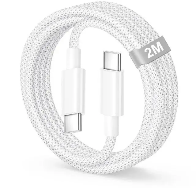 Main image of 60W USB C to USB C Cable 6.6FT, Nylon Braided New iPhone Charger Cable Fast Charging Type C Fast USB C Charger Cable for iPhone 17 16 15 Pro Max Plus, MacBook Pro Air, iPad Pro/Air, Samsung Galaxy
