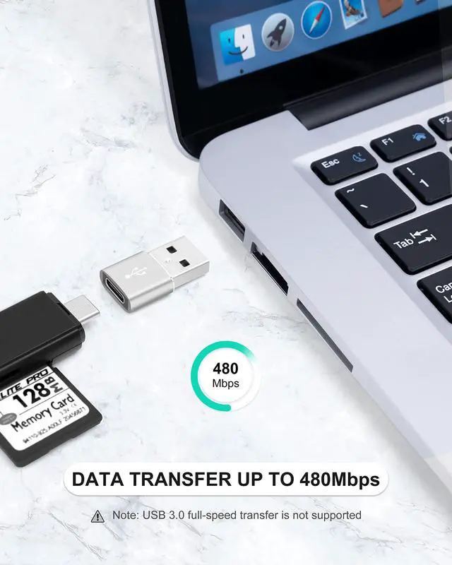Alt view image 2 of 7 - Upgraded USB C Female to USB A Male Adapter,Type C to USB A Charger Cable Converter for Apple AirPods,MacBook,iPhone 12 13 14 15 Series,iPad mini 6,Samsung Galaxy S20 S21 S22 (3Pack Silver)