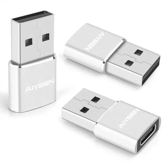 Main image of Upgraded USB C Female to USB A Male Adapter,Type C to USB A Charger Cable Converter for Apple AirPods,MacBook,iPhone 12 13 14 15 Series,iPad mini 6,Samsung Galaxy S20 S21 S22 (3Pack Silver)