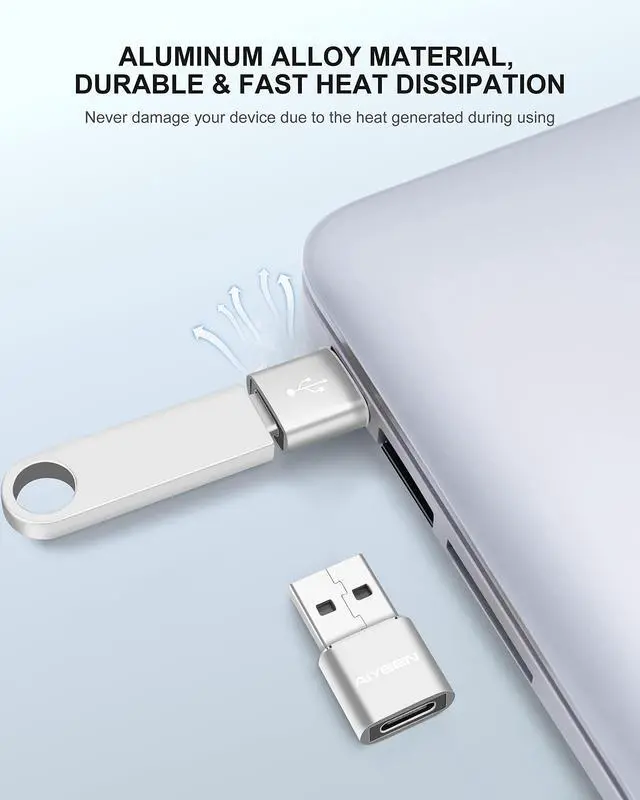 Alt view image 3 of 7 - Upgraded USB C Female to USB A Male Adapter,Type C to USB A Charger Cable Converter for Apple AirPods,MacBook,iPhone 12 13 14 15 Series,iPad mini 6,Samsung Galaxy S20 S21 S22 (3Pack Silver)