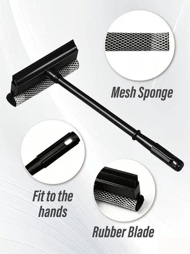 Alt view image 2 of 6 - 2 in 1 Window Squeegee for Car,Window Cleaner with Long Handle,Sponge Car Squeegee for Gas Station, Glass,Shower,Outdoor High Window Cleaning