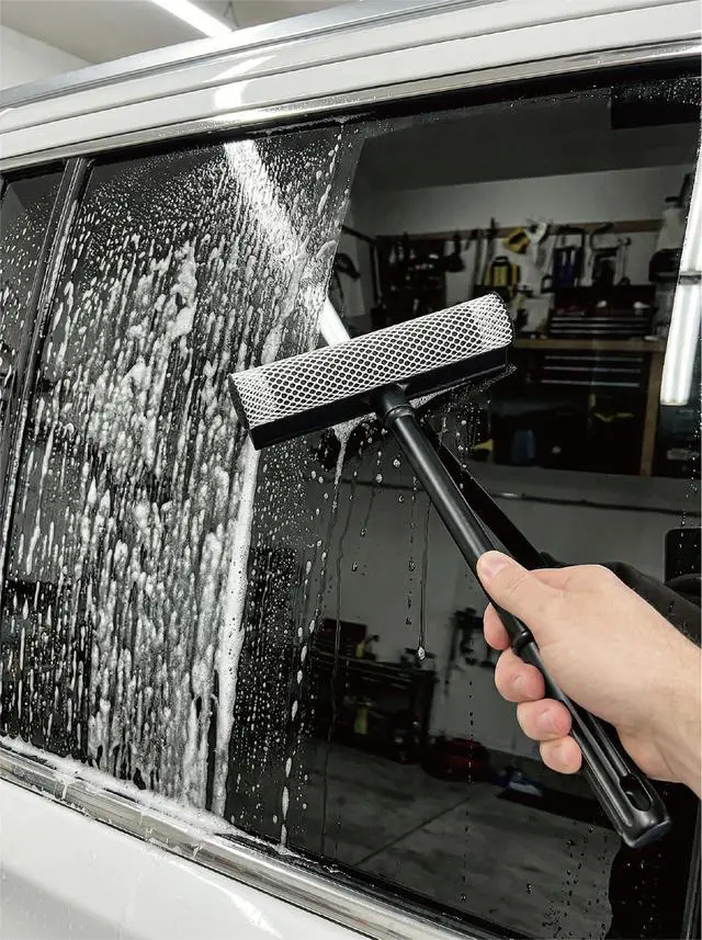 Alt view image 5 of 6 - 2 in 1 Window Squeegee for Car,Window Cleaner with Long Handle,Sponge Car Squeegee for Gas Station, Glass,Shower,Outdoor High Window Cleaning