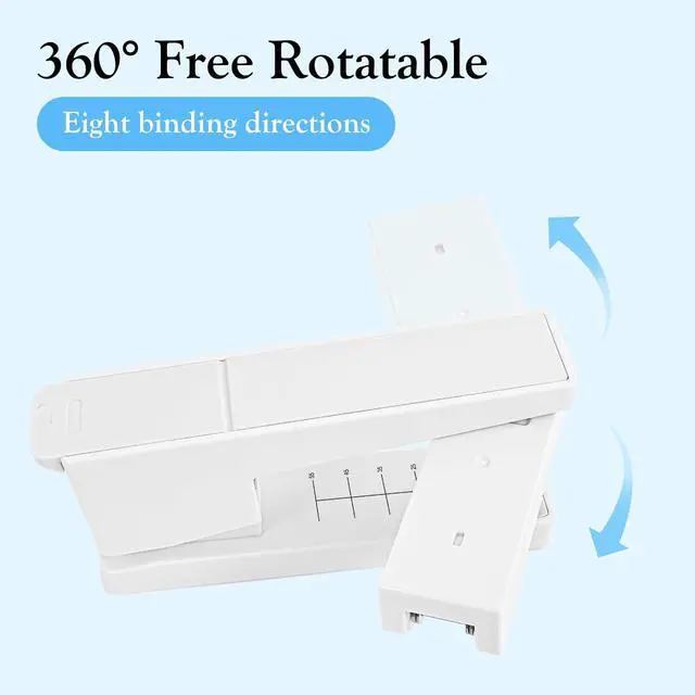 Alt view image 3 of 7 - Swing-Arm Swivel Stapler - 20 Sheets Capacity, 360 Degree Rotate Desk Stapler with 100 Staples - Non-Slip Office Stapler, White