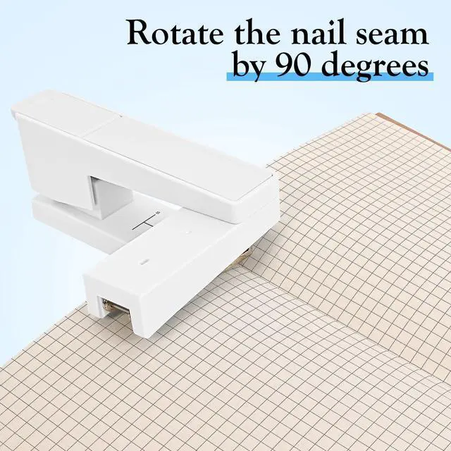 Alt view image 5 of 7 - Swing-Arm Swivel Stapler - 20 Sheets Capacity, 360 Degree Rotate Desk Stapler with 100 Staples - Non-Slip Office Stapler, White