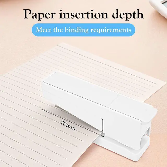 Alt view image 6 of 7 - Swing-Arm Swivel Stapler - 20 Sheets Capacity, 360 Degree Rotate Desk Stapler with 100 Staples - Non-Slip Office Stapler, White