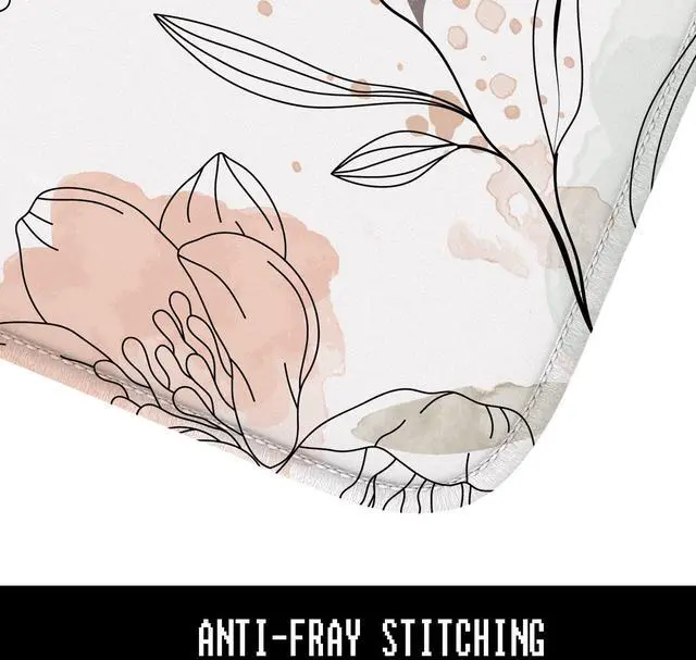 Alt view image 4 of 6 - Mouse Pad, 30% Thicker Minimalism Flower Theme Computer Pad, Anti-Slip Rubber Mouse Mat with Stitched Edges for Gaming, Office, Laptop, PC, Women, 8" x 10" Thick 5 mm, White Pink