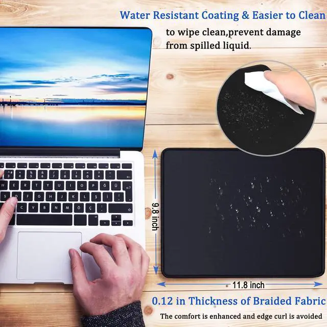 Alt view image 6 of 7 - Mouse Pad, Upgraded 30% Larger Mouse pad with Durable Stitched Edges, Waterproof Mousepad, Nonslip Natural Rubber Base Mouse pad for Gaming Computer, Laptop, Office, Home, 11.8 x 9.8 x 0.12 in