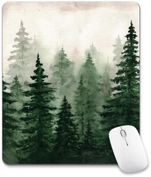 Main image of Green Forest Mouse Pad Mountain Tree Desk Mousepad Computer Gaming Office Small Cute Aesthetic Vintage Christmas Large Wireless Mat Desktop Laptop Travel Square Medium Accessories Supplies