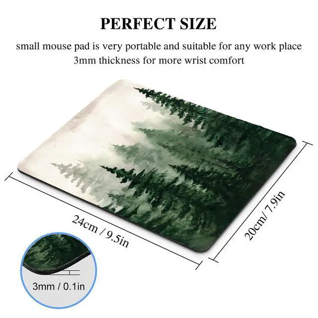 Alt view image 4 of 7 - Green Forest Mouse Pad Mountain Tree Desk Mousepad Computer Gaming Office Small Cute Aesthetic Vintage Christmas Large Wireless Mat Desktop Laptop Travel Square Medium Accessories Supplies