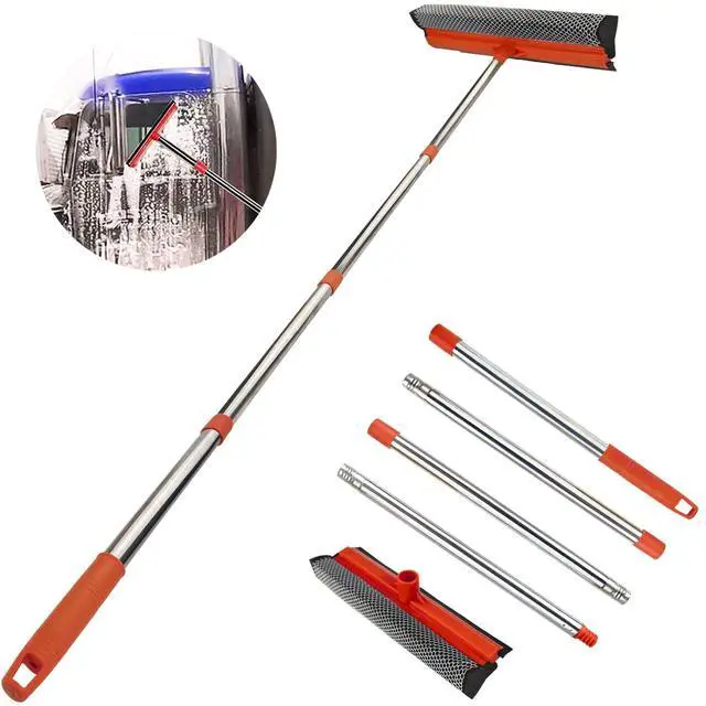 Main image of Window Squeegee for Window Cleaning, Squeegee Window Cleaner Tool 2 in 1 Car Window Cleaning Tool with Extension Pole 58 Telescopic Window Washing Equipment, Shower Squeegee for Shower Glass Door