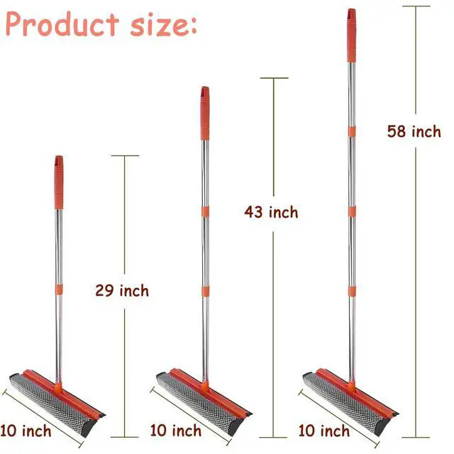 Alt view image 2 of 7 - Window Squeegee for Window Cleaning, Squeegee Window Cleaner Tool 2 in 1 Car Window Cleaning Tool with Extension Pole 58 Telescopic Window Washing Equipment, Shower Squeegee for Shower Glass Door