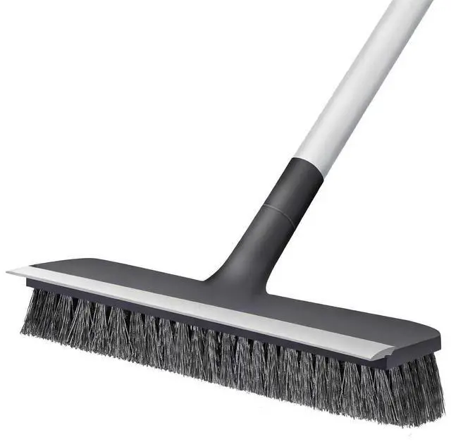 Main image of Floor Scrub Brush with Long Handle - Adjustable Handle 2 in 1 Scrape and Heavy-Duty Stiff Bristle Floor Scrubber Brush for Cleaning Bathroom, Kitchen Patio Tile Garage and Deck