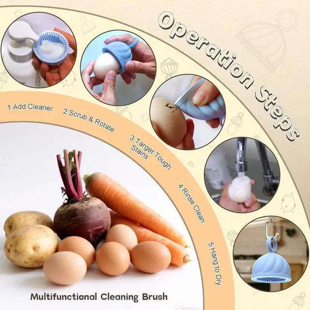 Alt view image 6 of 7 - Washer for Fresh Eggs - Upgraded 2.0 Silicone Egg Scrubber | Farm Fresh Egg & Vegetable Scrubber | Dishwasher Safe, Gentle on Shells (Blue 2 Pcs)