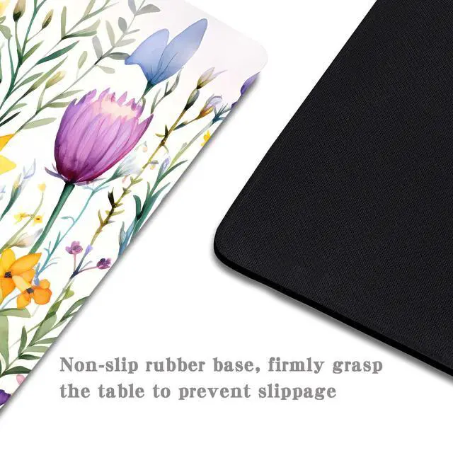 Alt view image 4 of 6 - Beautiful Floral Plants Mouse Pad,Purple Flowers Mouse Pads for Desk,Soft Cute Computer Mouse Mat Washable Mousepad Computer Mouse Pads for Women,Square Waterproof Non-Slip Rubber Base MousePads