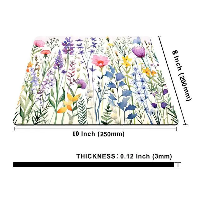 Alt view image 2 of 6 - Beautiful Floral Plants Mouse Pad,Purple Flowers Mouse Pads for Desk,Soft Cute Computer Mouse Mat Washable Mousepad Computer Mouse Pads for Women,Square Waterproof Non-Slip Rubber Base MousePads