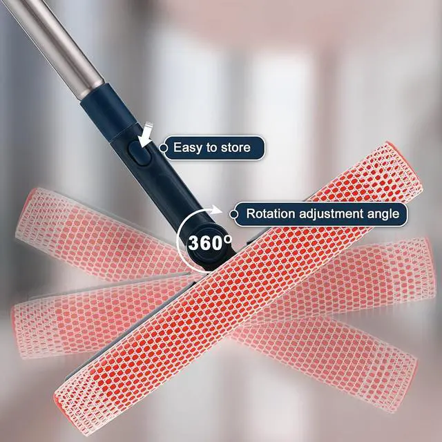 Alt view image 3 of 7 - Professional Window Squeegee,2-in-1 Window Cleaner with 56" Long Stainless Steel Handle,Window Washing Kit, Glass Door Cleaner,Multi-Use Car Windshield Cleaning Tool for Gas Station, Glass,Shower