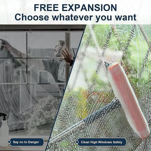 Alt view image 5 of 7 - Professional Window Squeegee,2-in-1 Window Cleaner with 56" Long Stainless Steel Handle,Window Washing Kit, Glass Door Cleaner,Multi-Use Car Windshield Cleaning Tool for Gas Station, Glass,Shower