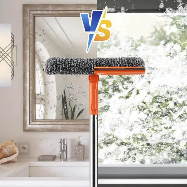 Alt view image 6 of 6 - Professional 2 in 1 Window Squeegee with 68" Long Stainless Steel Handle,Microfiber Cloth and Rubber Car Window Squeegee for Gas Station, Glass,Shower