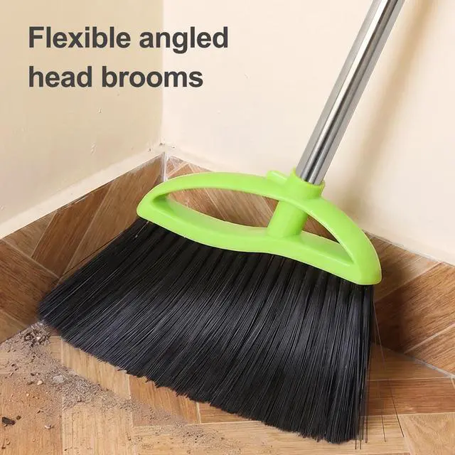 Alt view image 2 of 7 - Soft Bristle Indoor Broom, Angle Kitchen Broom for Hardwood Floor Cleaning