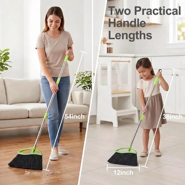 Alt view image 3 of 7 - Soft Bristle Indoor Broom, Angle Kitchen Broom for Hardwood Floor Cleaning