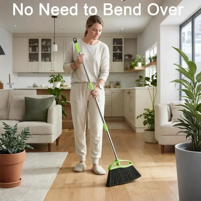 Alt view image 6 of 7 - Soft Bristle Indoor Broom, Angle Kitchen Broom for Hardwood Floor Cleaning