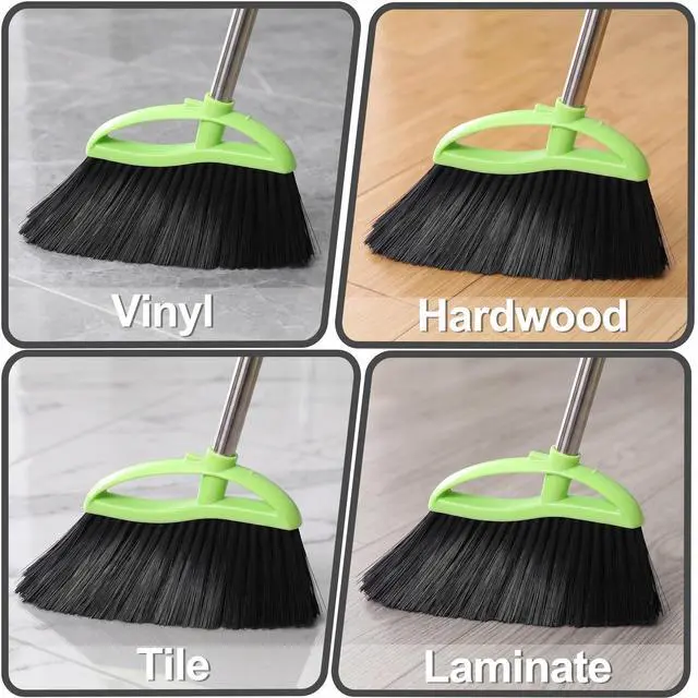 Alt view image 7 of 7 - Soft Bristle Indoor Broom, Angle Kitchen Broom for Hardwood Floor Cleaning