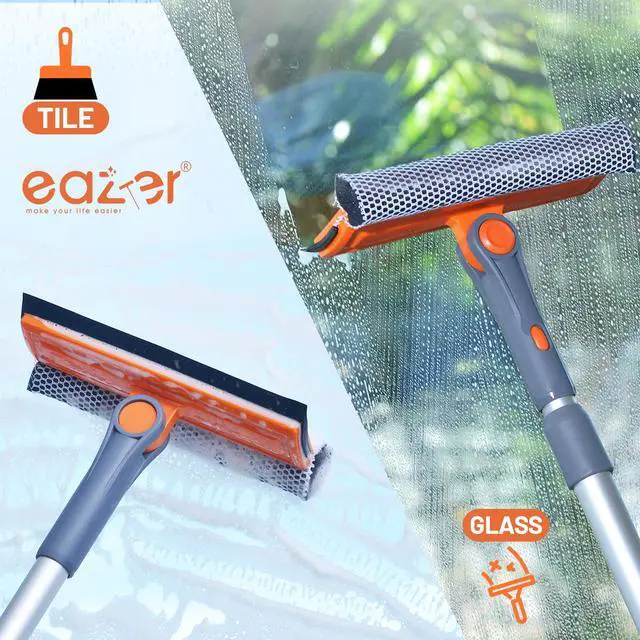Alt view image 3 of 7 - Professional Window Squeegee, 2-in-1 Rotatable Squeegee for Window Cleaning Kit, Window Cleaner Tool, Window Washing Equipment Kit with Extension Pole (20''-30'') for Shower/Windshield