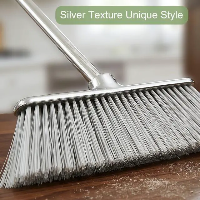 Alt view image 4 of 7 - Indoor Soft Bristles Angle Sweeping Broom with Long Handle for Kitchen Hardwood Floor Cleaning