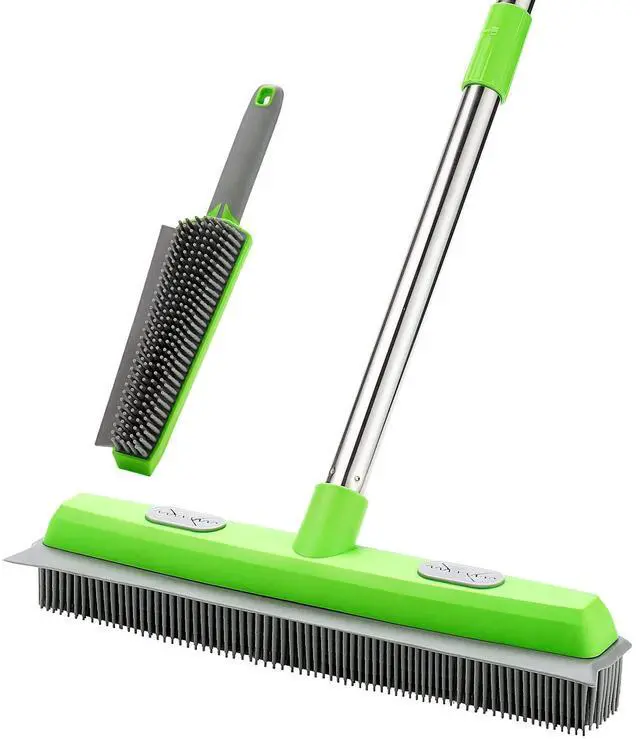 Main image of Rubber Broom with Squeegee for Carpet Pet Hair Remover,57 inch Long Handled Fur Remover Rake,Portable Detailing Lint Brush,Pet Removal Fluff Carpet, Hardwood Floor, Tile