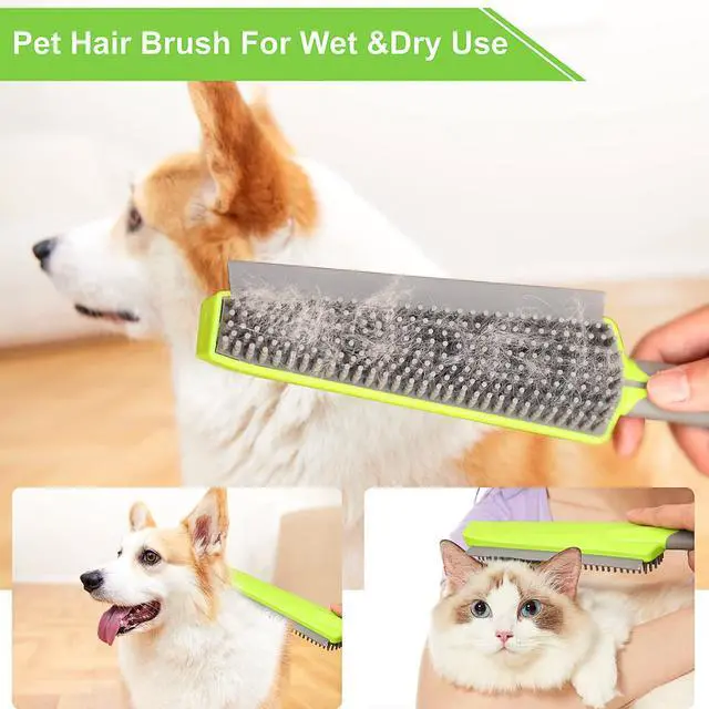 Alt view image 3 of 7 - Rubber Broom with Squeegee for Carpet Pet Hair Remover,57 inch Long Handled Fur Remover Rake,Portable Detailing Lint Brush,Pet Removal Fluff Carpet, Hardwood Floor, Tile