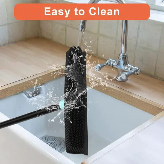 Alt view image 7 of 7 - Rubber Broom Carpet Rake for Pet Hair Removal, Fur Remover Broom with 59" Telescoping Long Handle, Pet Hair Broom with Squeegee for Carpet, Hardwood Floor, Tile