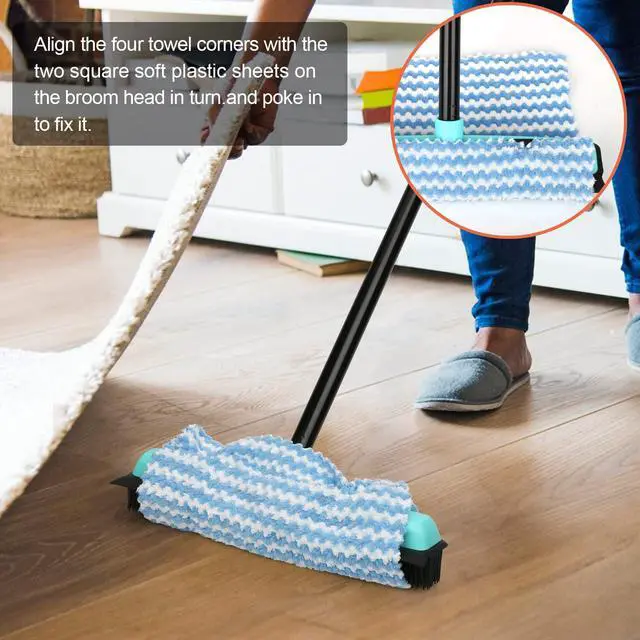 Alt view image 4 of 7 - Rubber Broom Carpet Rake for Pet Hair Removal, Fur Remover Broom with 59" Telescoping Long Handle, Pet Hair Broom with Squeegee for Carpet, Hardwood Floor, Tile