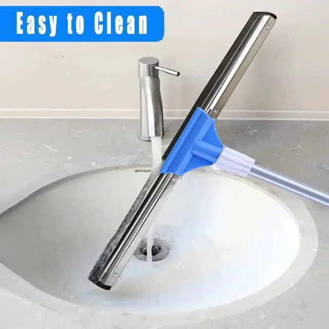 Alt view image 5 of 6 - Floor Squeegee for Concrete Floor - 50" Squeegee Broom with Long Handle for Tile Floor, Heavy Duty Foam Floor Water Wiper for Garage, Shower, Kitchen, Windows, Glass, Carpet and Pet Hair